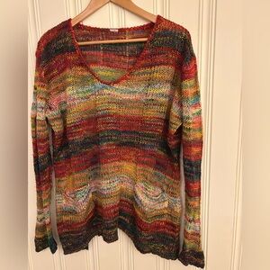 Multi color sweater with pockets. Fall colors Granolagirl Gorpcore Boho